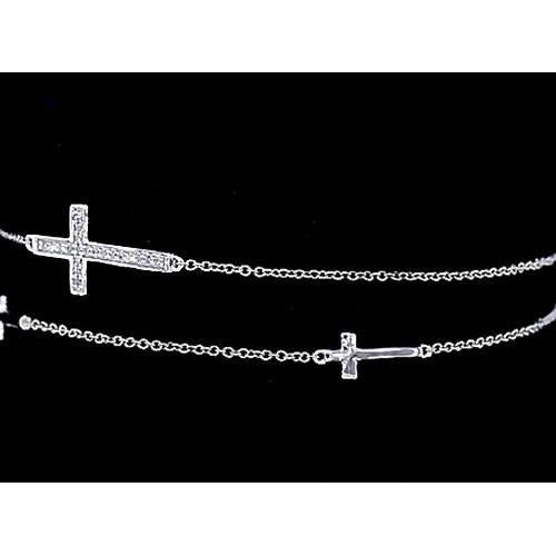 Real Diamond Cross Bracelet 2 Carats White Gold 