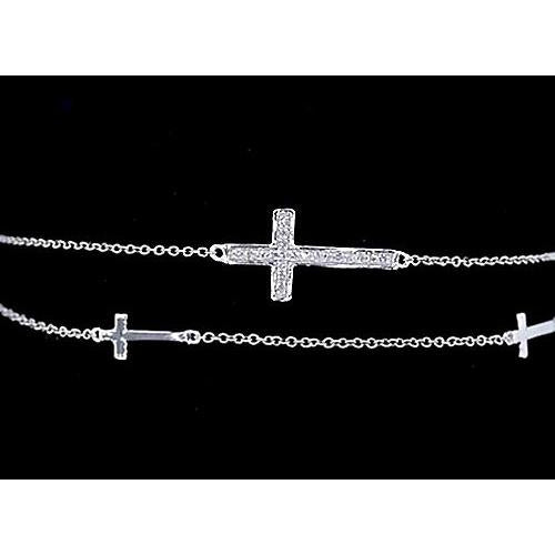 Real Diamond Cross Bracelet White Gold 14K Jewelry