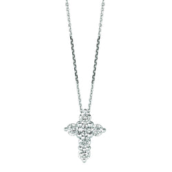 Real Diamond Cross Necklace Pendant 1.26 Carats 14K White Gold