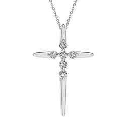 Real Diamond Cross Pendant Necklace 2.10 Ct. White Gold 14K Women Jewelry