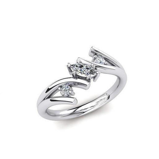 Real Diamond Custom Jewelry Marquise Round Cut 3 Stone Ring