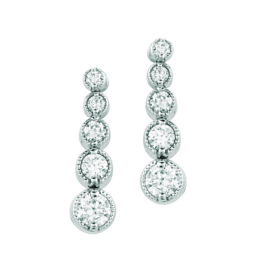 Real Diamond Drop Earrings 1.01 Carats 14K White Gold