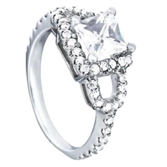 Real Diamond Engagement Fancy Halo Ring White Gold 1.50 Cts.