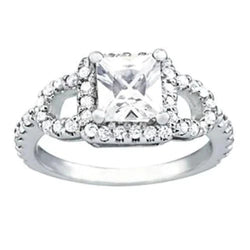 Real Diamond Engagement Fancy Halo Ring White Gold 1.50 Cts.