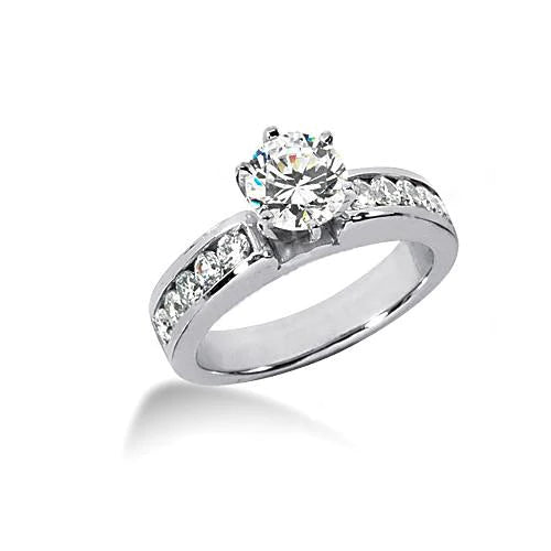 Real Diamond Engagement Fancy Ring Set 2.11 Carats White Gold Jewelry New