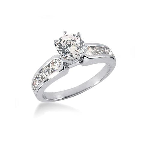 Real Diamond Engagement Fancy Ring Set Band 2.10 Ct. White Gold 14K