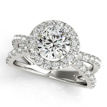 Real Diamond Engagement Halo Ring 2.50 Carats Split Shank White Gold 14K