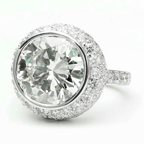 Real Diamond Engagement Halo Ring Round Diamonds White Gold 14K Jewelry