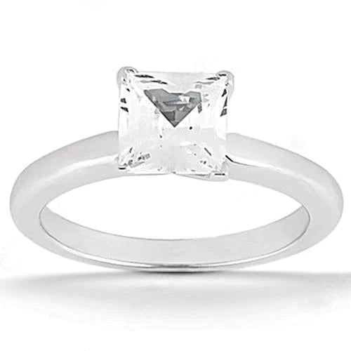 Real Diamond Engagement Ring 1.01 Ct Princess Cut White Gold Solitaire