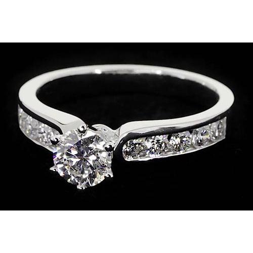 Diamond Engagement Ring 1.50 Carats Channel Setting White Gold 14K