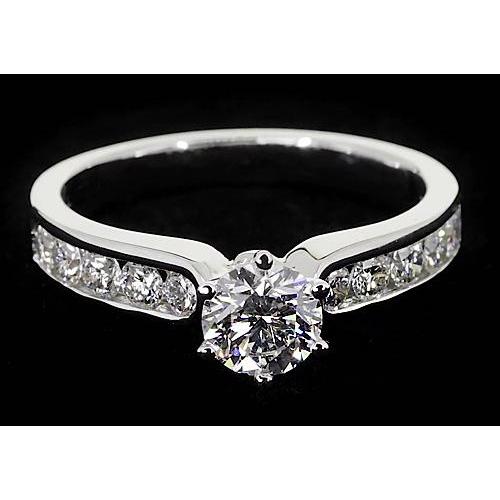 Real Natural Earth Mined Diamond Engagement Ring 1.50 Carats Channel Setting White Gold 14K