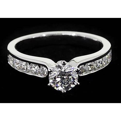 Real Diamond Engagement Ring 1.50 Carats Channel Setting White Gold 14K