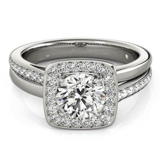 Real Diamond Engagement Ring 1.50 Carats Double  Gold 14K