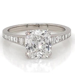 Real Diamond Engagement Ring 3 Carats Cushion Claw Setting Women Jewelry