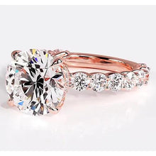 Real Diamond Engagement Ring 6.40 Carats Rose Gold Women Jewelry