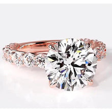 Real Diamond Engagement Ring 6.40 Carats Rose Gold Women Jewelry