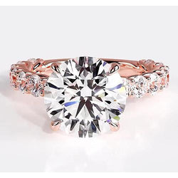 Real Diamond Engagement Ring 6.40 Carats Rose Gold Women Jewelry