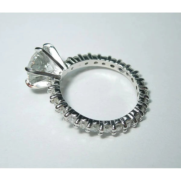 Real Diamond Engagement Ring Accented 5.25 Carats White Gold 14K