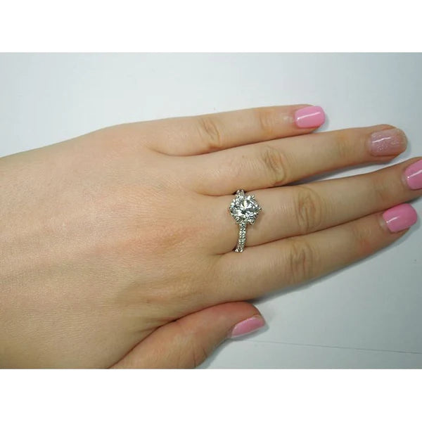 Real Diamond Engagement Ring Accented 5.25 Carats White Gold 14K