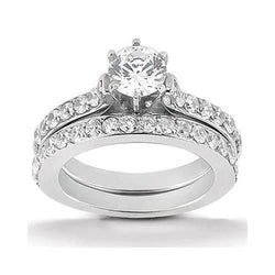 Real Diamond Engagement Ring Band Set 2.40 Carats White Gold Jewelry