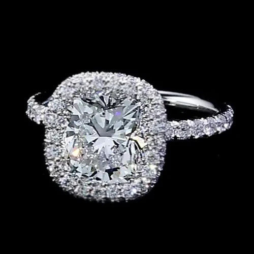 Real Diamond Engagement Ring Halo 3 Carats Women White Gold 14K Jewelry