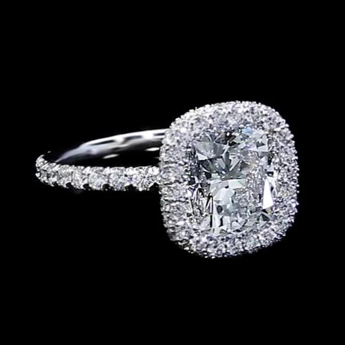 Real Diamond Engagement Ring Halo 3 Carats Women White Gold 14K Jewelry
