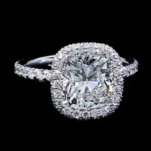 Real Diamond Engagement Ring Halo 3 Carats Women White Gold 14K Jewelry