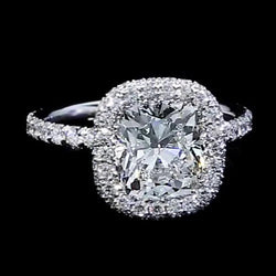 Real Diamond Engagement Ring Halo 3 Carats Women White Gold 14K Jewelry