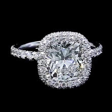 Real Diamond Engagement Ring Halo 3 Carats Women White Gold 14K Jewelry