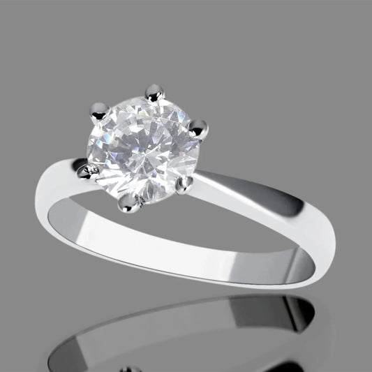 Real Diamond Engagement Ring New 14K White Gold 1.25 Carat Solitaire