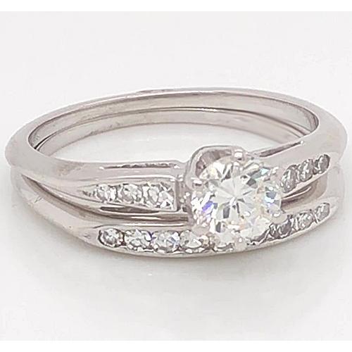 Real Diamond Engagement Ring Set 1.75 Carats Women White Gold Jewelry 14K2