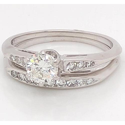 Real Diamond Engagement Ring Set 1.75 Carats Women White Gold Jewelry 14K3