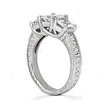 Real Diamond Engagement Ring Vintage Style 2.12 Ct. White Gold 14K