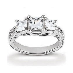 Real Diamond Engagement Ring Vintage Style 2.12 Ct. White Gold 14K