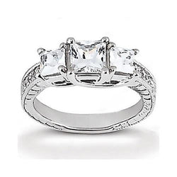 Real Natural Earth Mined Diamond Engagement Ring Vintage Style 2.12 Ct. White Gold 14K