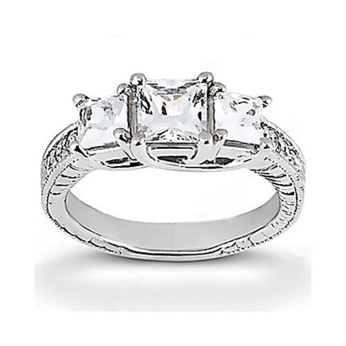 Real Diamond Engagement Ring Vintage Style 2.12 Ct. White Gold 14K