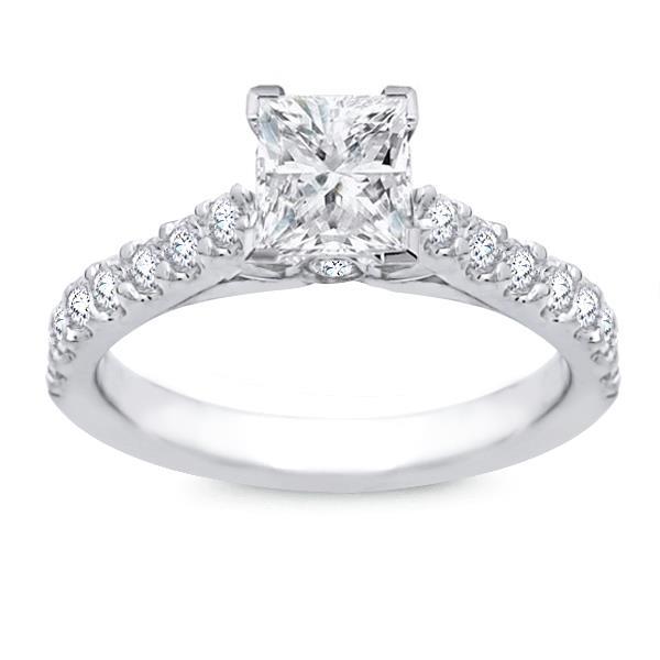 Real Diamond Engagement Ring White Gold With Accents 3.25 Ct
