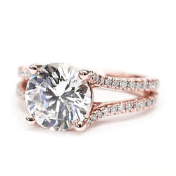 Real Diamond Engagement Rose Gold Ring