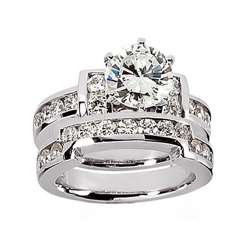 Real Diamond Engagement Set 2.66 Carats White Gold 14K New Women Jewelry