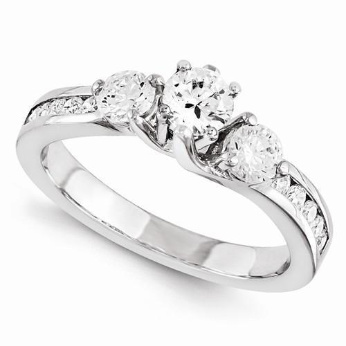 Real Diamond Engagement Three Stone Fancy Ring 1.95 Carats 14K White Gold