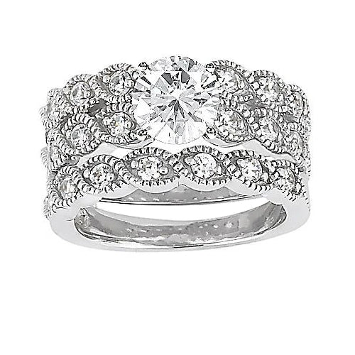 Real Diamond Engagement Vintage Style Ring Band Set 2.81 Carats New