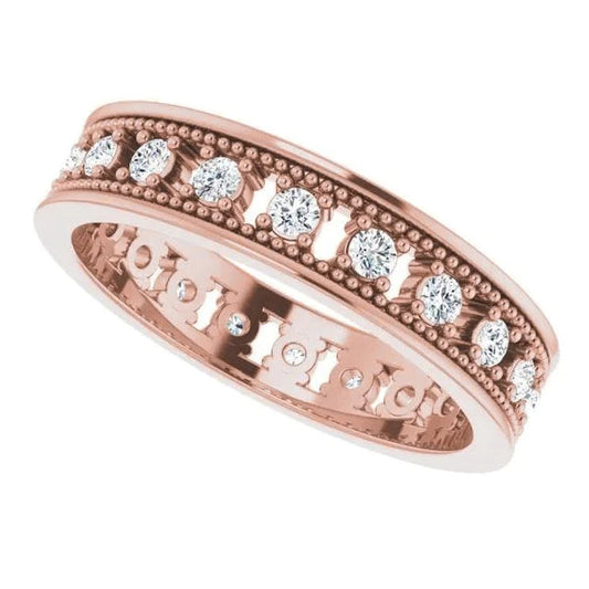 Real Diamond Eternity Band Antique Style 1 Carat Rose Gold 14K