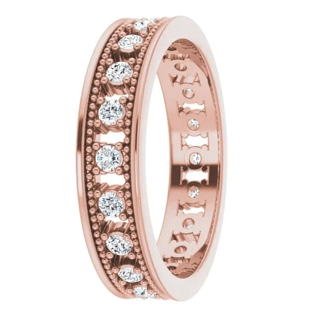 Real Diamond Eternity Band Antique Style 1 Carat Rose Gold 14K