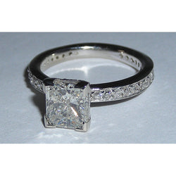 Real Natural Earth Mined Diamond Fancy Engagement Ring Set White Gold 3.50 Carats