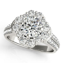 Real Diamond Flower Style Halo Engagement Ring 3 Carats Ladies Jewelry New