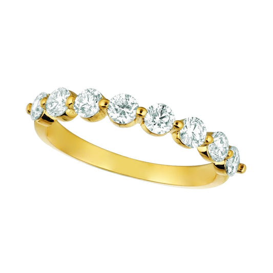 Real Diamond Half Eternity Band 1 Carat 14K Yellow Gold Jewelry
