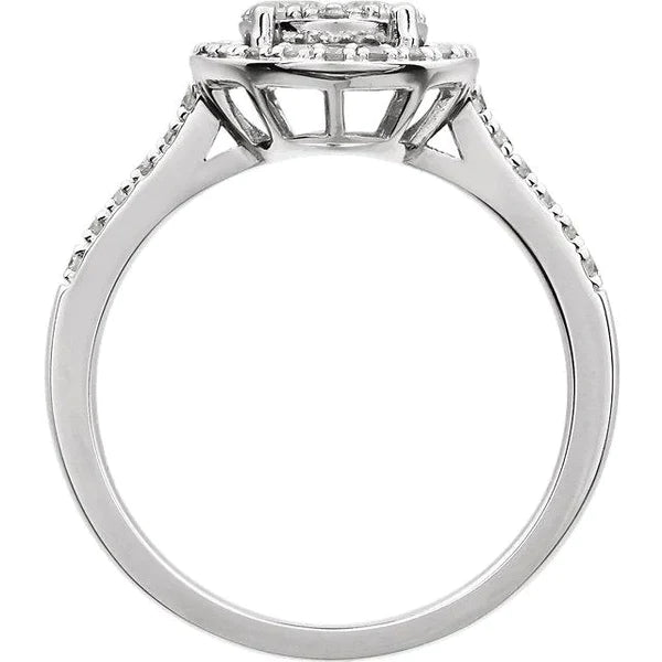 Real Diamond Halo Cathedral Setting Engagement Ring Ladies Jewelry