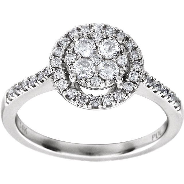 Real Diamond Halo Cathedral Setting Engagement Ring Ladies Jewelry