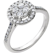 Real Diamond Halo Cathedral Setting Engagement Ring Ladies Jewelry