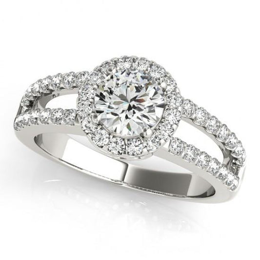 Real Diamond Halo Double Row Engagement Fancy Ring 1.60 Carat WG 14K